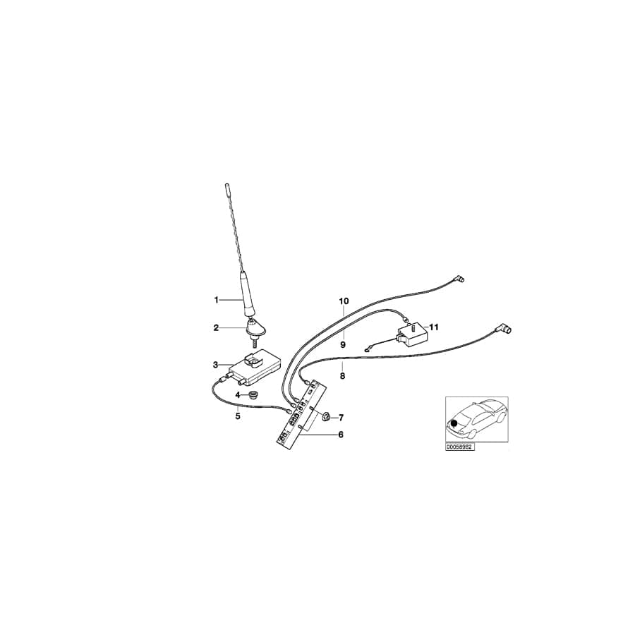Genuine BMW 61126904061 E46 Antenna Cable 1.000mm (Inc. 330Cd, 318Ci & 323Ci)