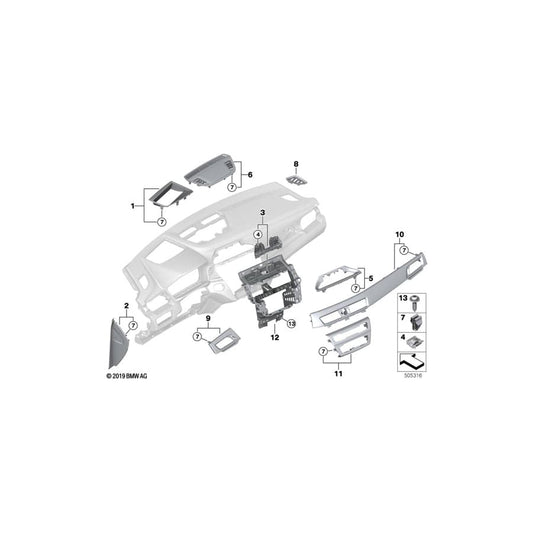 Genuine BMW 51459483797 F48 Trim Instr.Pan.Fineline Stream Fr.Pass. PERLGLANZ CHROM (Inc. X1 16d, X1 25iX & X1 28i)