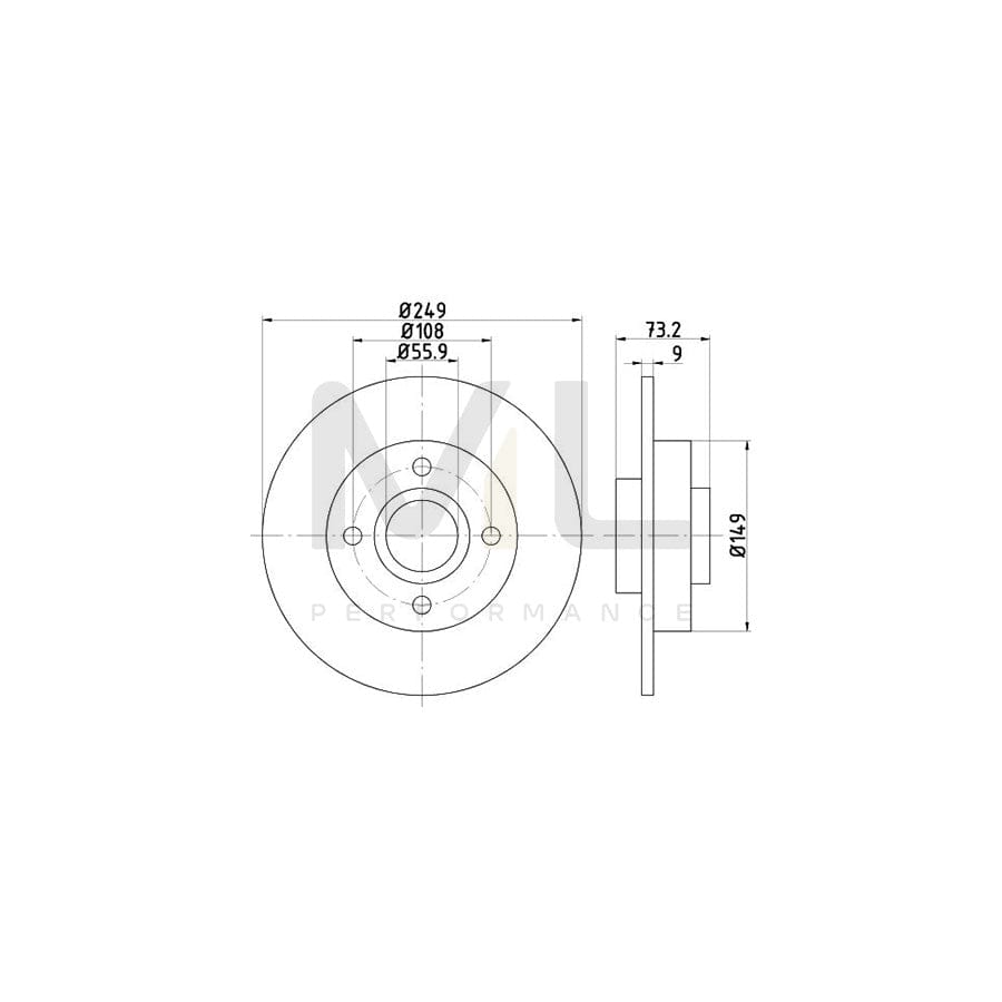TEXTAR 92168600 Brake Disc Solid, with wheel hub, without wheel studs  - 1 piece
