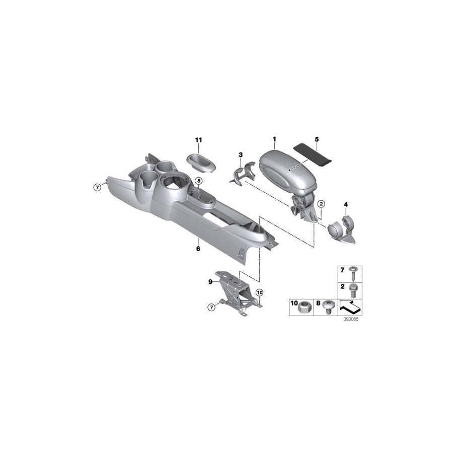Genuine BMW 51169266362 F56 F55 Lower Trim For Center Armrest, Rear (Inc. Cooper SD, One & JCW)