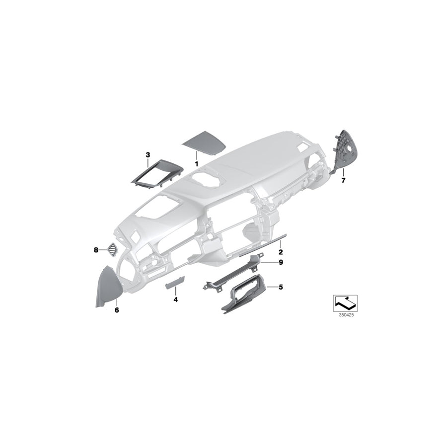 Genuine BMW 51459209779 F10 F11 Cover, Center Speaker SCHWARZ (Inc. 518d, 535iX & 535dX)