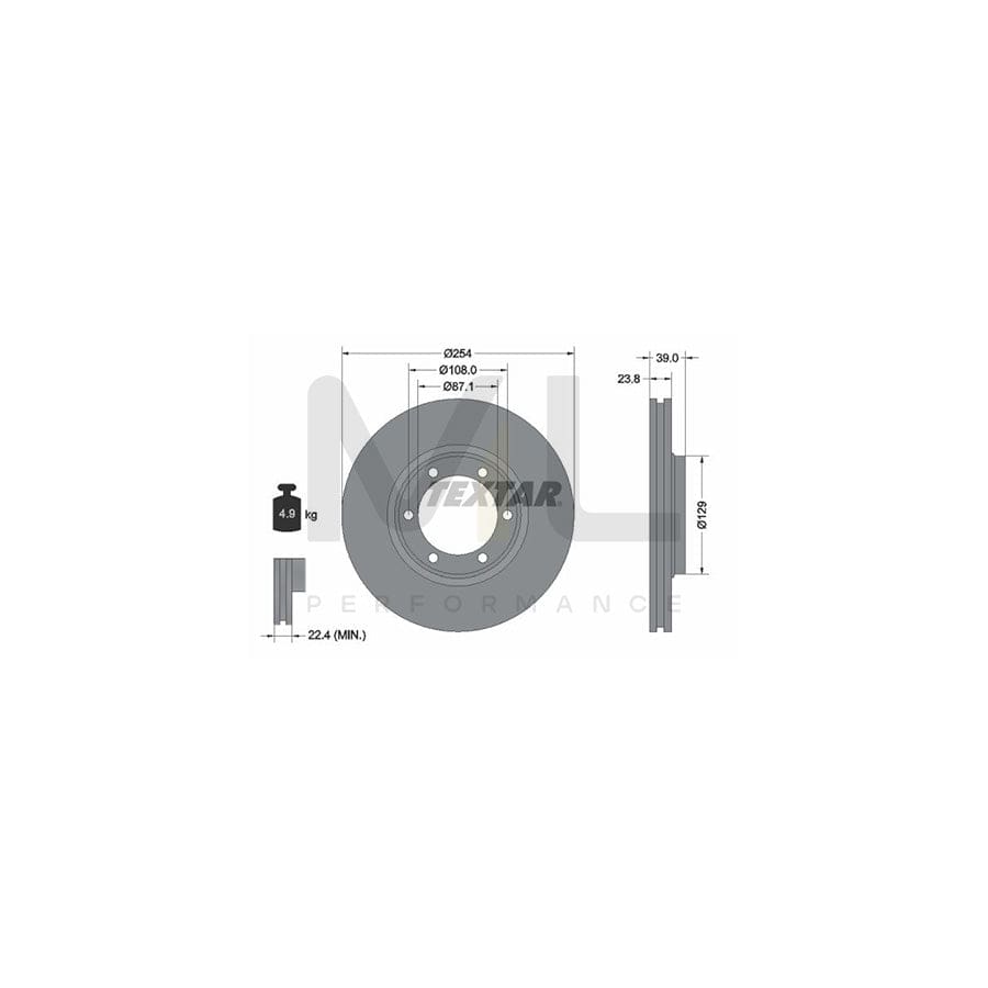 TEXTAR 92166900 Brake Disc for MITSUBISHI L 200 Internally Vented, without wheel hub, without wheel studs  - 1 piece
