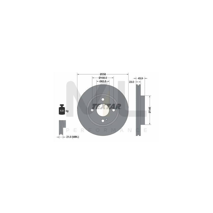 TEXTAR PRO+ 92176005 Brake Disc Internally Vented, Coated, High-carbon, without wheel hub, without wheel studs  - 1 piece