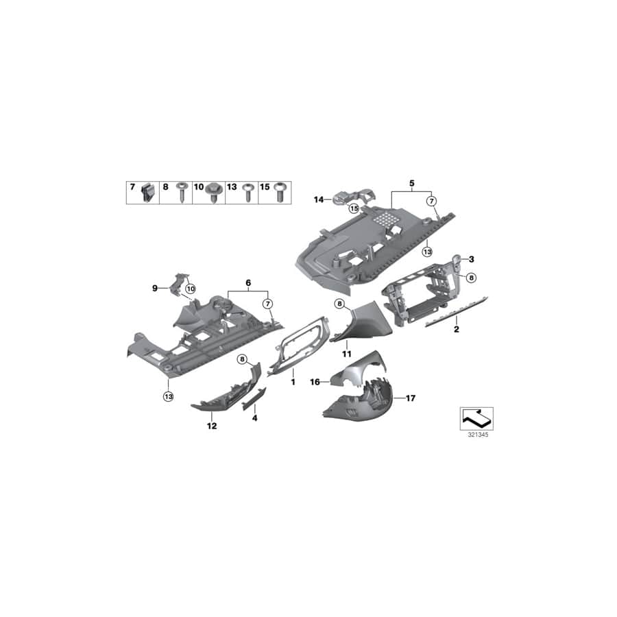 Genuine BMW 51459197466 F12 F06 Instrument Carrier, Instrument Panel (Inc. 650i, 640d & 650iX 4.0)