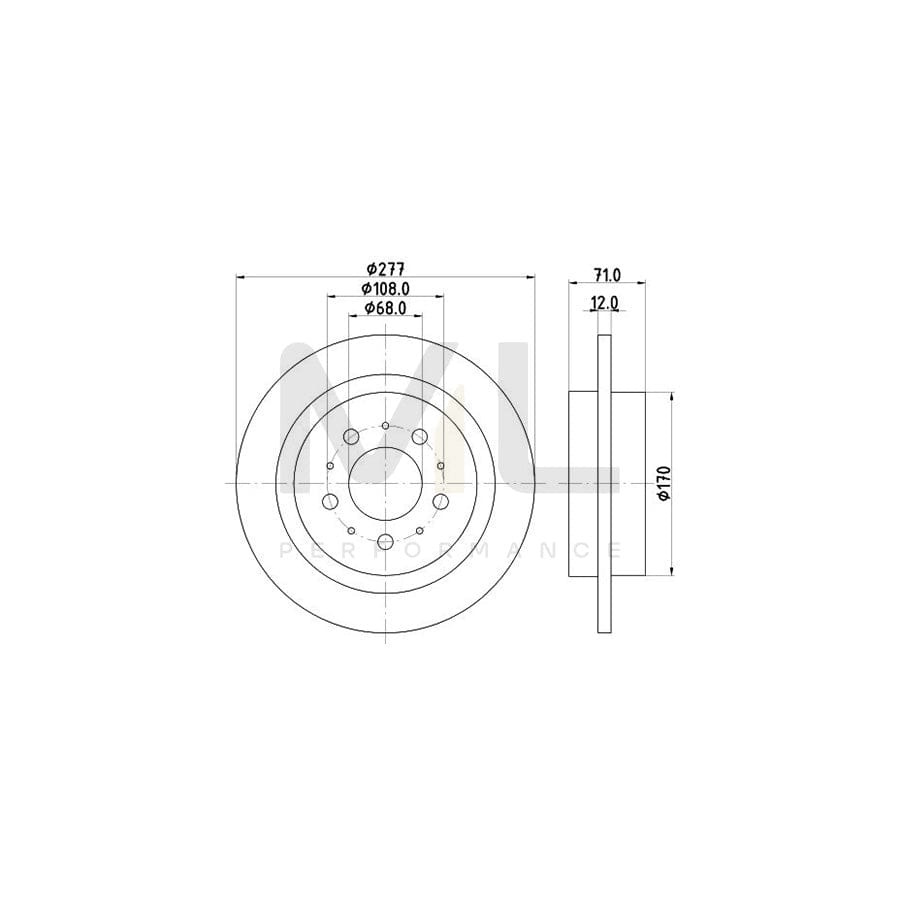 HELLA 8DD 355 107-101 Brake Disc Solid, without wheel hub, without wheel studs | ML Performance Car Parts