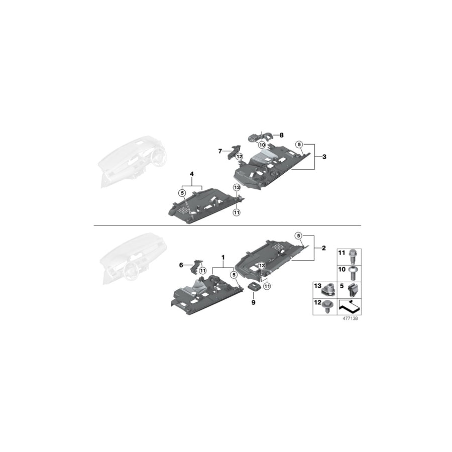 Genuine BMW 51459170417 RR4 RR6 F11 Bracket, Trim, Footwell On Driver's Side Left hand drive (Inc. 530d, 750dX & 740Li)