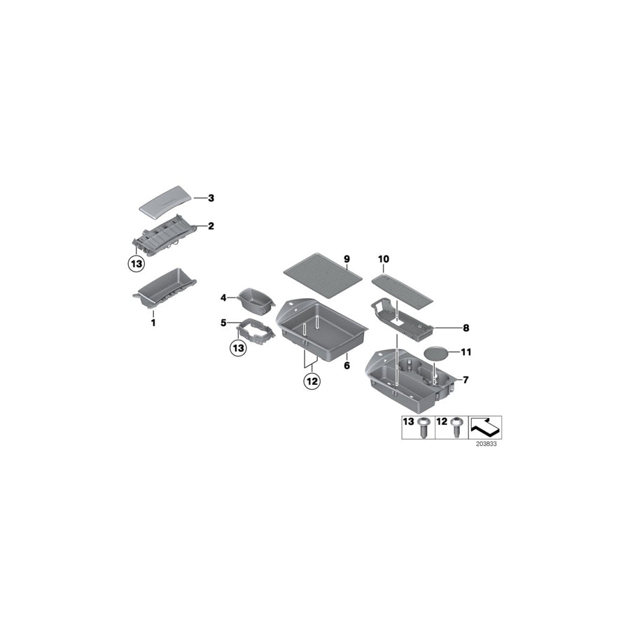 Genuine BMW 51169181226 E89 Storage Tray, Cup Holder, Center Console SCHWARZ (Inc. Z4)