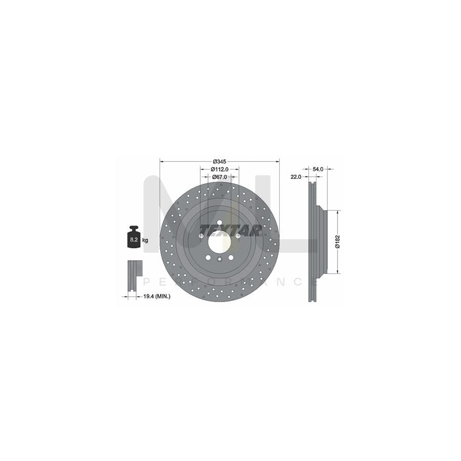 TEXTAR PRO 92283703 Brake Disc Internally Vented, Perforated, Coated, without wheel hub, without wheel studs  - 1 piece