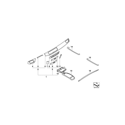 Genuine BMW 51457142110 E65 E66 Wood Trim, Draw, Telephone NUSSB.AMERIKAN. (Inc. 745d, 730i & 740Li)