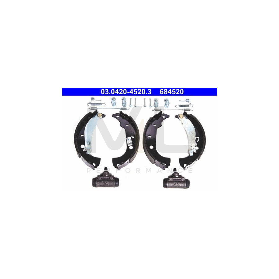 ATE Original Kit 03.0420-4520.3 Brake Shoe Set with accessories, with wheel brake cylinder