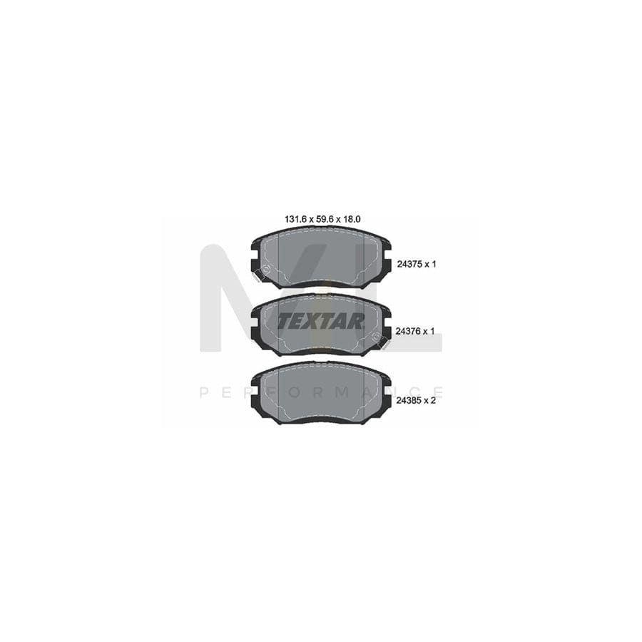 TEXTAR 2437501 Brake pad set with acoustic wear warning