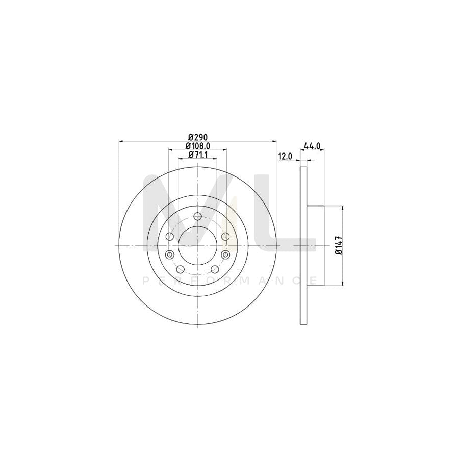 HELLA PRO 8DD 355 117-991 Brake Disc for PEUGEOT 508 Solid, Coated, without wheel hub, without wheel studs | ML Performance Car Parts