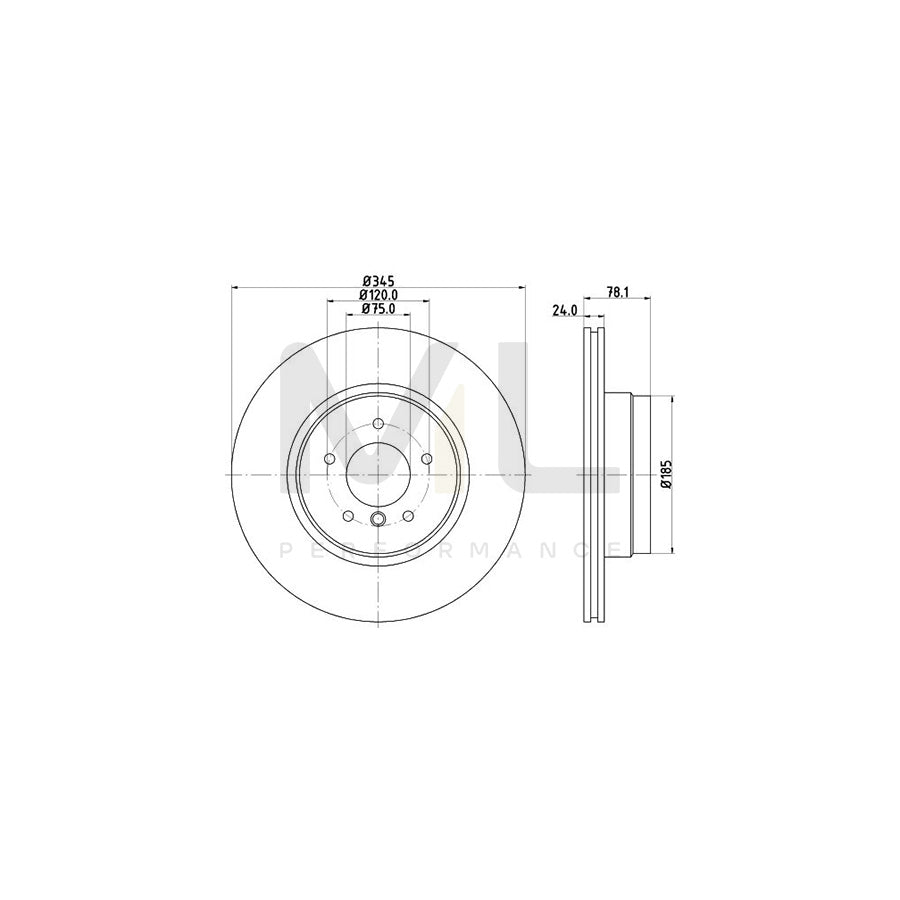 HELLA PRO 8DD 355 117-761 Brake Disc Internally Vented, Coated, without wheel hub, without wheel studs | ML Performance Car Parts