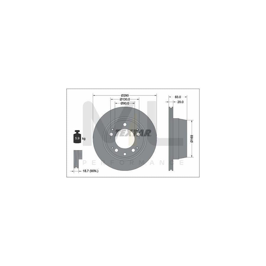 TEXTAR 92048300 Brake Disc for PORSCHE 911 Internally Vented, without wheel hub, without wheel studs  - 1 piece