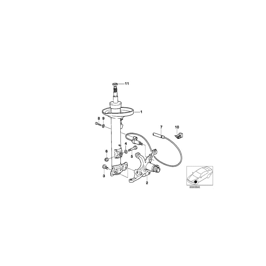Genuine BMW 31311139418 E36 Front Right Spring Strut BOGE (Inc. 325td, 320i & 325i)