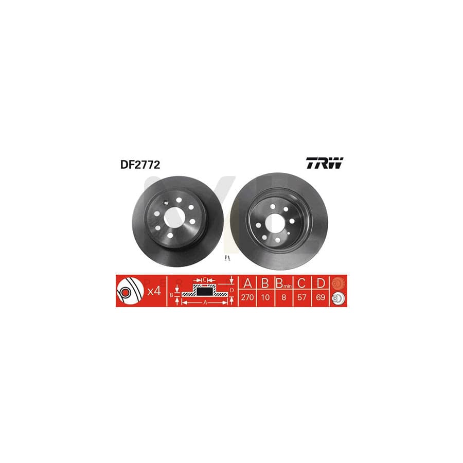 TRW DF2772 Brake Disc Solid, Painted  - 1 piece