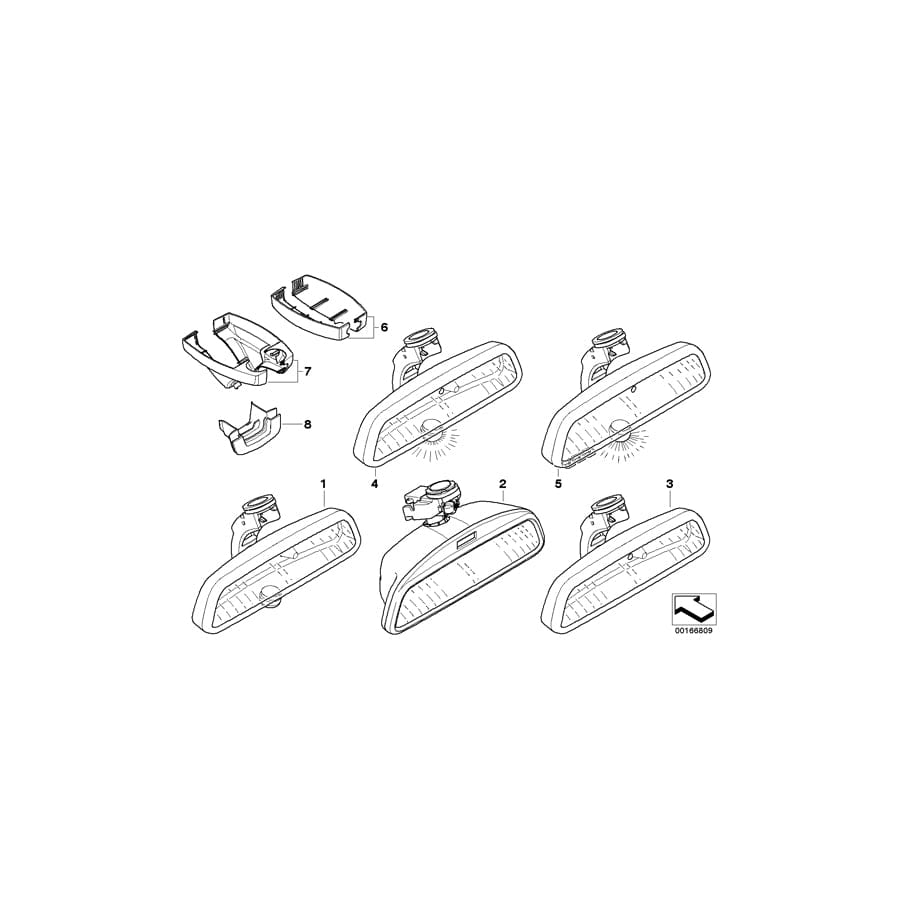 Genuine BMW 51169147624 E63 E61 E60 Set Of Covers Mirror Baseplate SCHWARZ (Inc. 530xd, 528i & 540i)