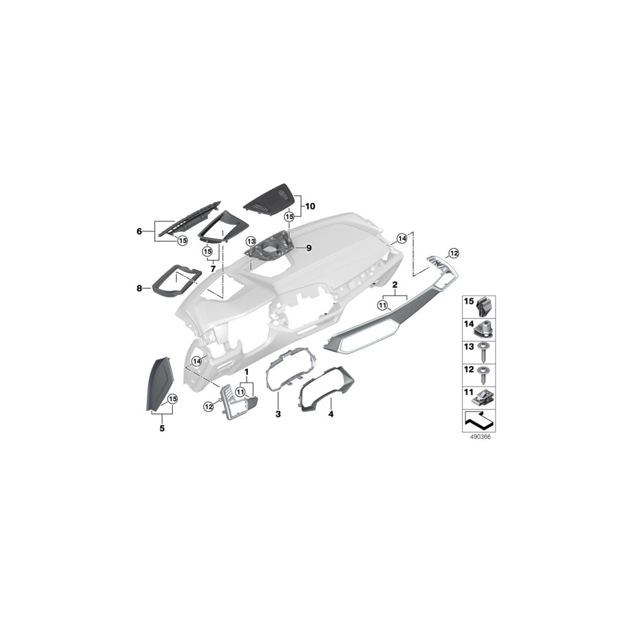 Genuine BMW 51458745270 G05 G06 Cov.Pan.Inst.Pan.Piano Fin.Bl.Fr.Pass. (Inc. X6 30dX, X5 M50dX & X5 45eX)
