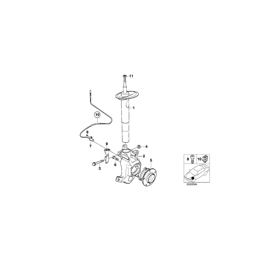 Genuine BMW 31311096859 E39 Spring Strut, Front (Inc. 535i & 540i)