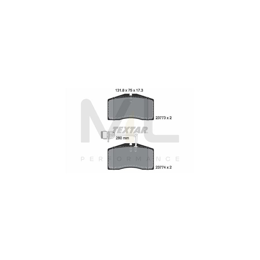 TEXTAR 2377301 Brake pad set for AUDI A8 D2 (4D2, 4D8) with integrated wear warning contact
