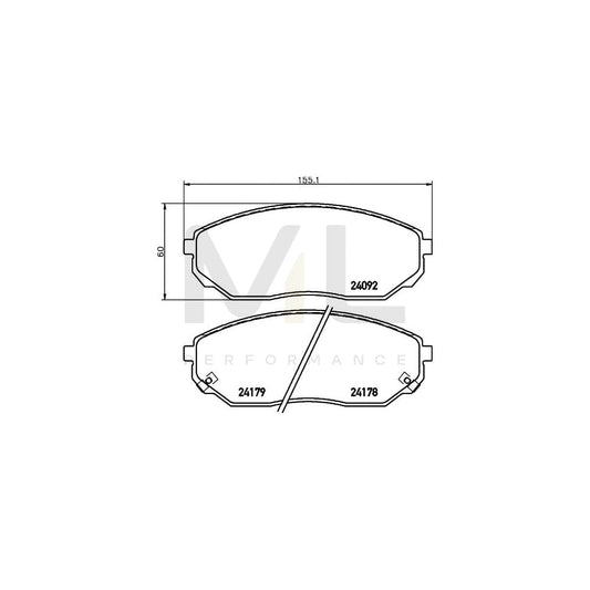 Hella 8DB 355 011-931 Brake Pad Set For Kia Sorento I (Jc) With Acoustic Wear Warning | ML Performance Car Parts
