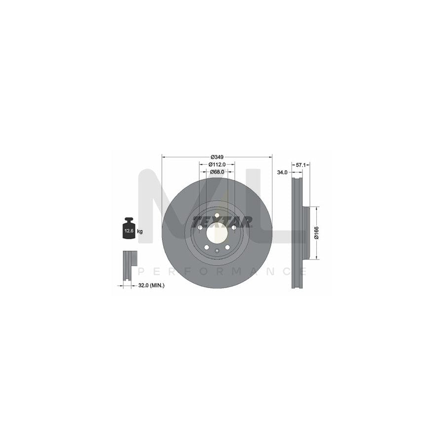 TEXTAR 92289305 Brake Disc Internally Vented, Coated, High-carbon, without wheel hub, without wheel studs  - 1 piece