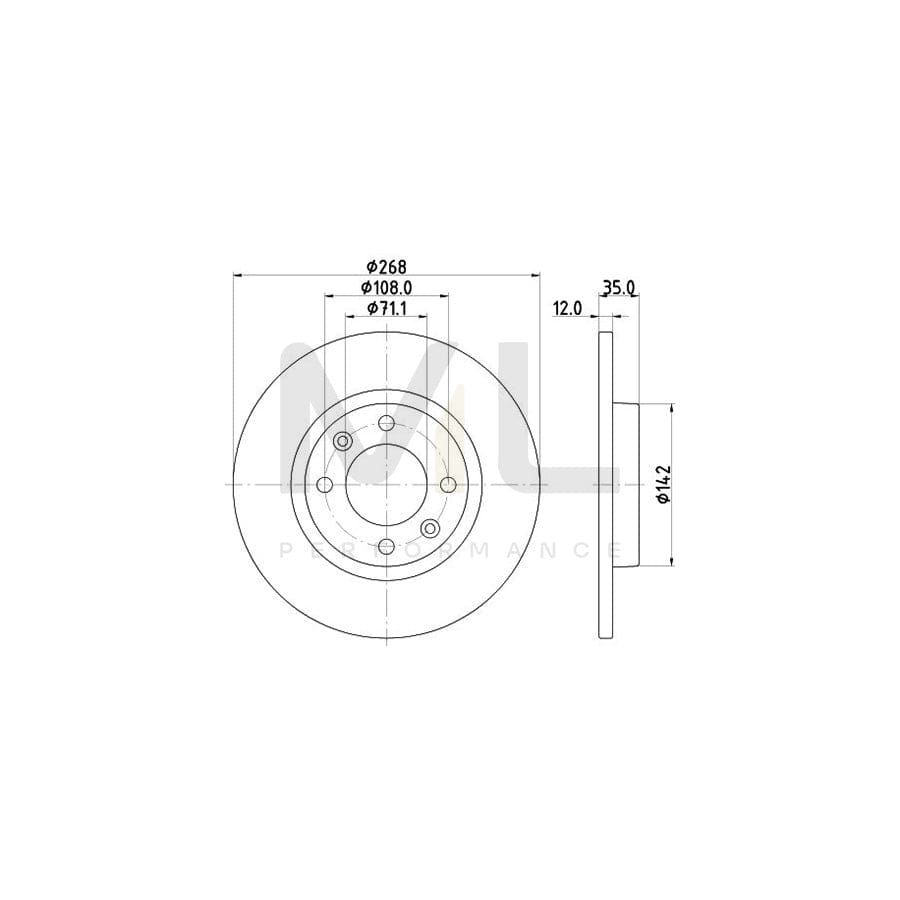 HELLA 8DD 355 133-691 Brake Disc Solid, Coated, without wheel hub, without wheel studs | ML Performance Car Parts