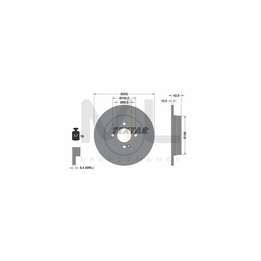 TEXTAR 92242200 Brake Disc Solid, without wheel hub, without wheel studs  - 1 piece