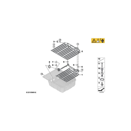 Genuine BMW 61278618747 F45 Cooler For High-Voltage Battery, Upper (Inc. 225xe & Cooper SE ALL4)