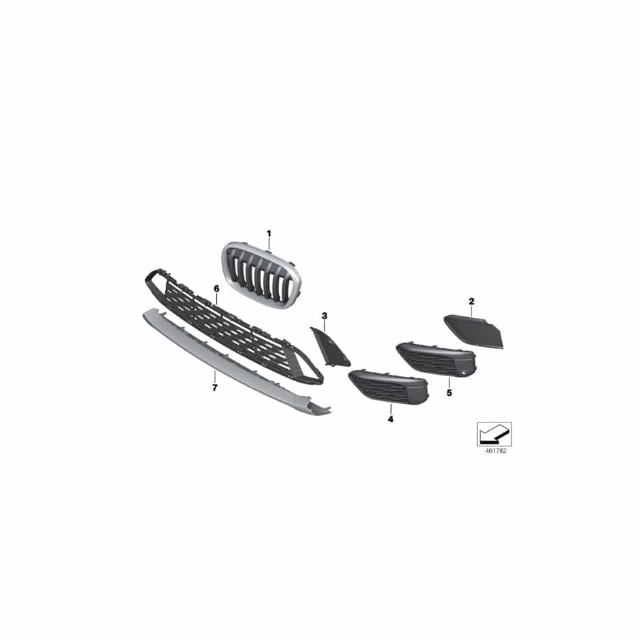 Genuine BMW 51117383364 F48 Grille, Front, Right SPORT LINE / M (Inc. X1 18dX, X1 25iX & X1 18d)