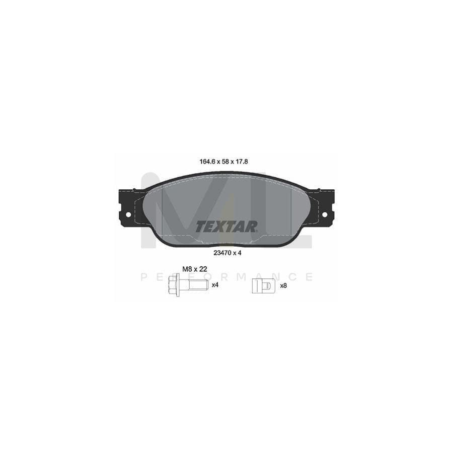 TEXTAR 2347001 Brake pad set not prepared for wear indicator, with accessories