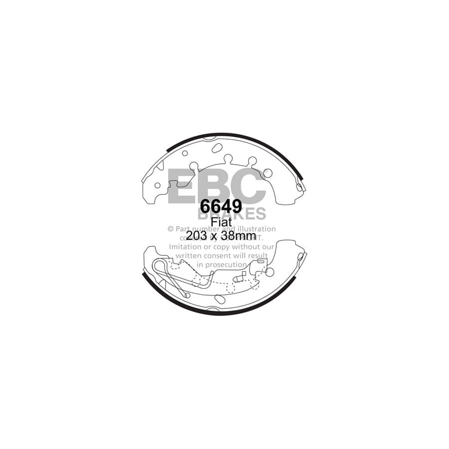 EBC 6649 Fiat Lancia Opel Vauxhall Rear Brake Shoes - TRW Caliper 1 | ML Performance UK Car Parts