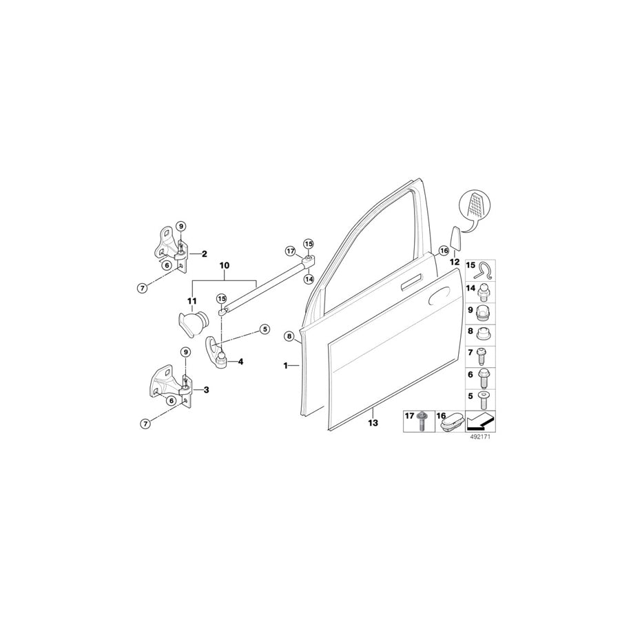 Genuine BMW 51217001004 E65 E66 Door Brake, Front Right (Inc. 745i, 735i & 735Li)