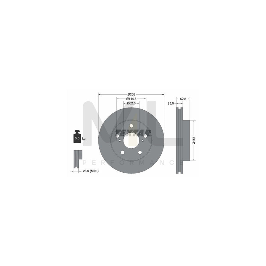 TEXTAR 92080800 Brake Disc Internally Vented, without wheel hub, without wheel studs  - 1 piece