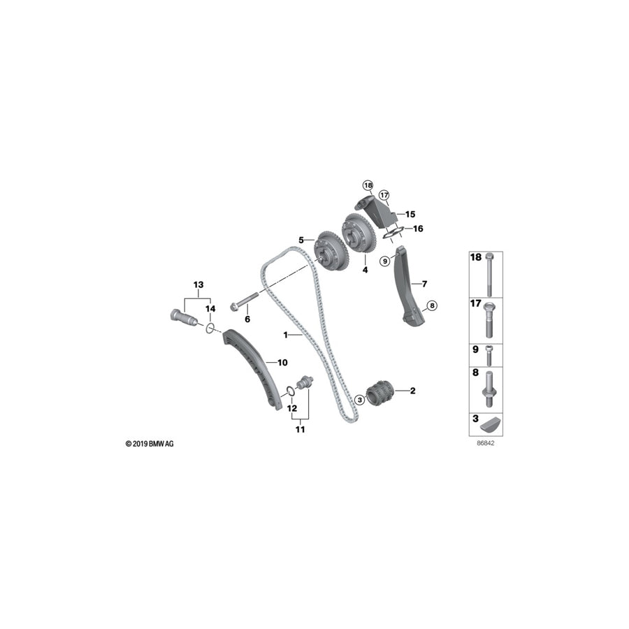 Genuine BMW 11317525387 RR1 Chain Tensioner (Inc. Phantom EWB& 760Li)