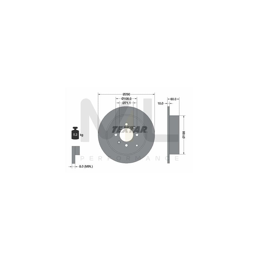TEXTAR 92080700 Brake Disc for PEUGEOT 406 Solid, without wheel hub, without wheel studs  - 1 piece