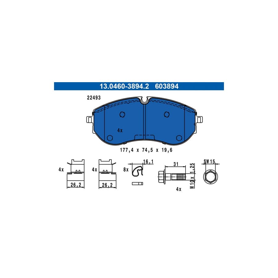 ATE 13.0460-3894.2 Brake Pad Set for VW Crafter