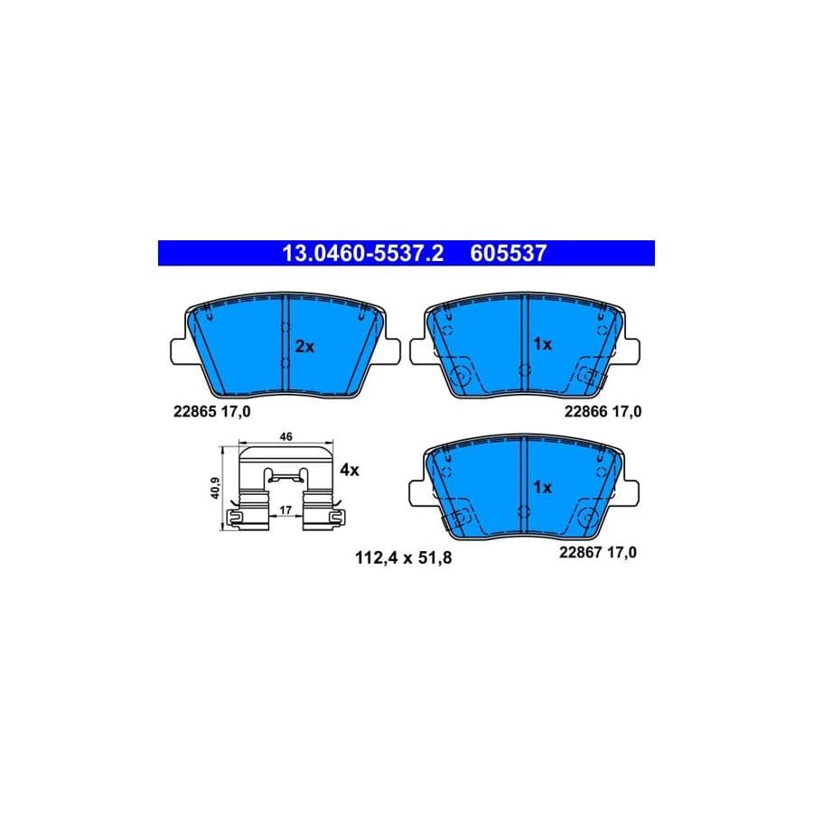 ATE 13.0460-5537.2 Brake Pad Set for Hyundai I30