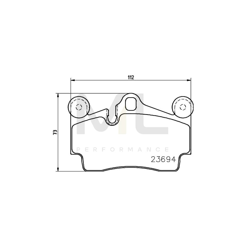 Hella 8DB 355 018-711 Brake Pad Set Prepared For Wear Indicator, With Counterweights | ML Performance Car Parts