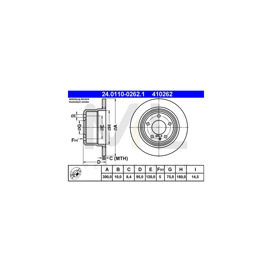 ATE 24.0110-0262.1 Brake Disc for BMW 5 Series Solid  - 1 piece