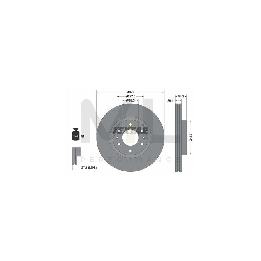 TEXTAR 92226200 Brake Disc Externally Vented, without wheel hub, without wheel studs  - 1 piece