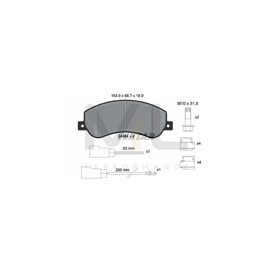 TEXTAR 2448401 Brake pad set for FORD TRANSIT incl. wear warning contact, with brake caliper screws, with accessories