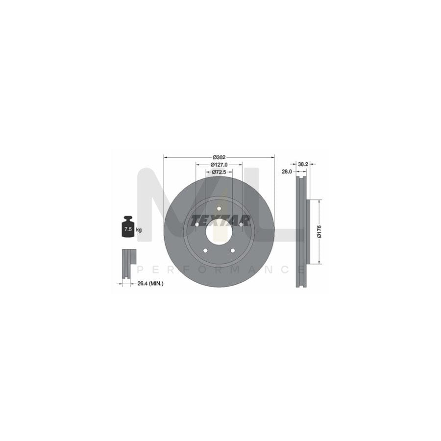TEXTAR 92181500 Brake Disc Externally Vented, without wheel hub, without wheel studs  - 1 piece