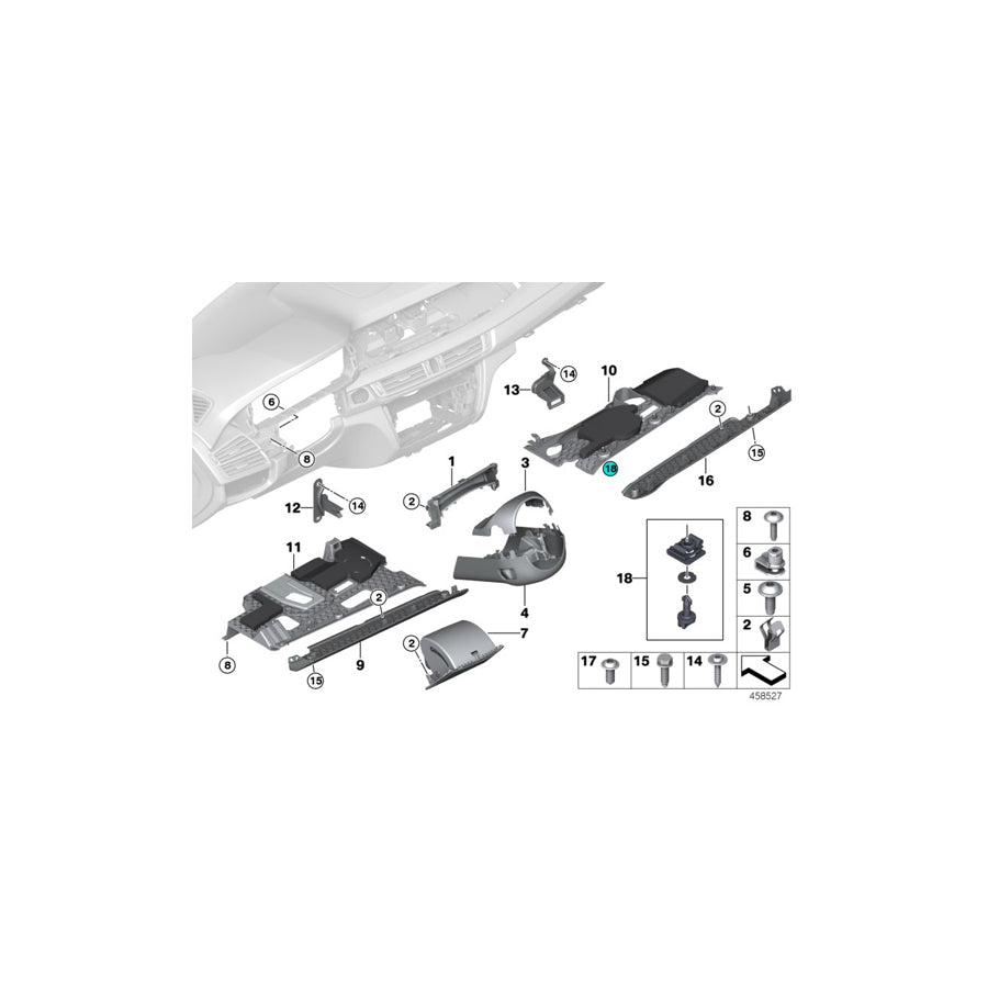 Genuine BMW 51459276276 F15 Foot Controls Trim Panel Bracket (Inc. X5 50iX 4.4, X5 M & X5 35iX)