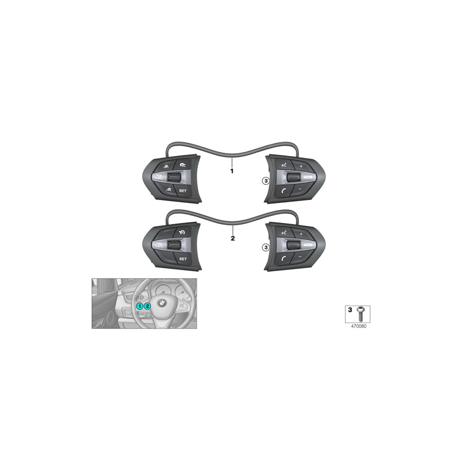 Genuine BMW 61317856948 F48 F39 Switch, Mf Steering Wheel, M-Sport SET (Inc. X2 28iX, X1 28iX & X2 28i)