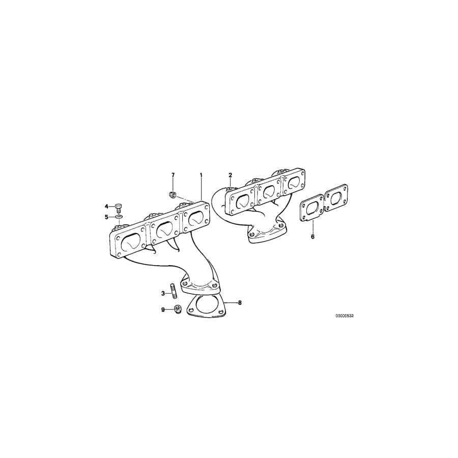 Genuine BMW 11621716733 E36 E34 Exhaust Manifold, Rear (Inc. 325i, 525i & 325is)