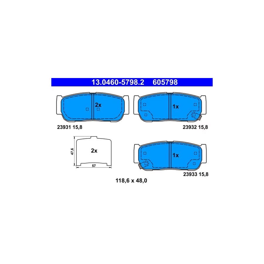 ATE 13.0460-5798.2 Brake Pad Set for Ssangyong Rodius