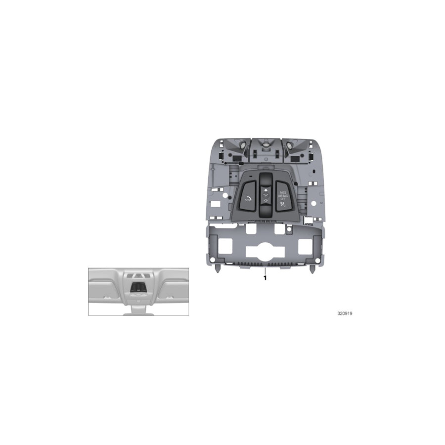 Genuine BMW 61316999350 F48 F45 F39 Headliner Control Module (Inc. 225iX, 225i & X1 18dX)