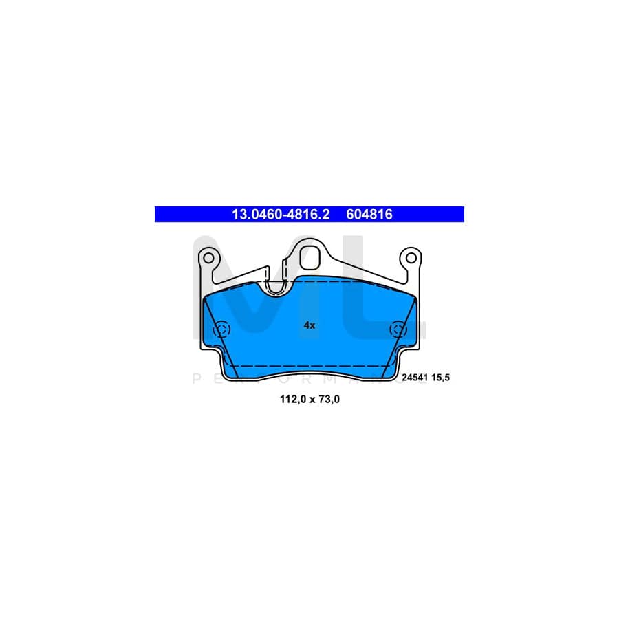 ATE 13.0460-4816.2 Brake pad set excl. wear warning contact, prepared for wear indicator