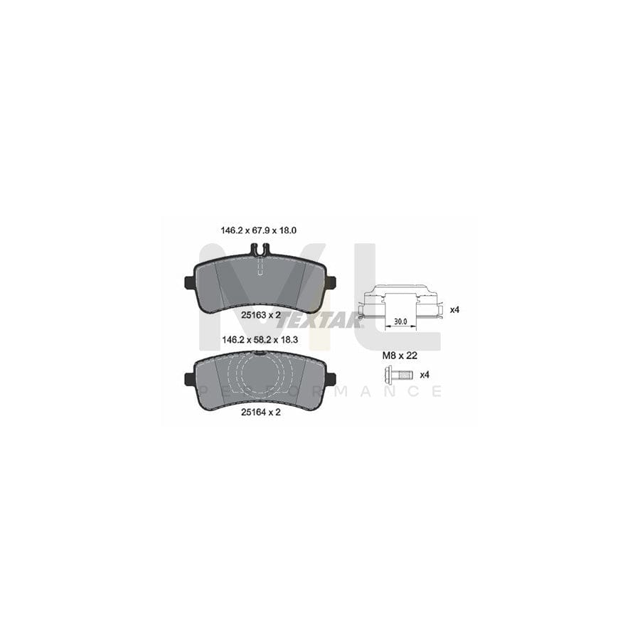 TEXTAR 2516305 Brake pad set prepared for wear indicator